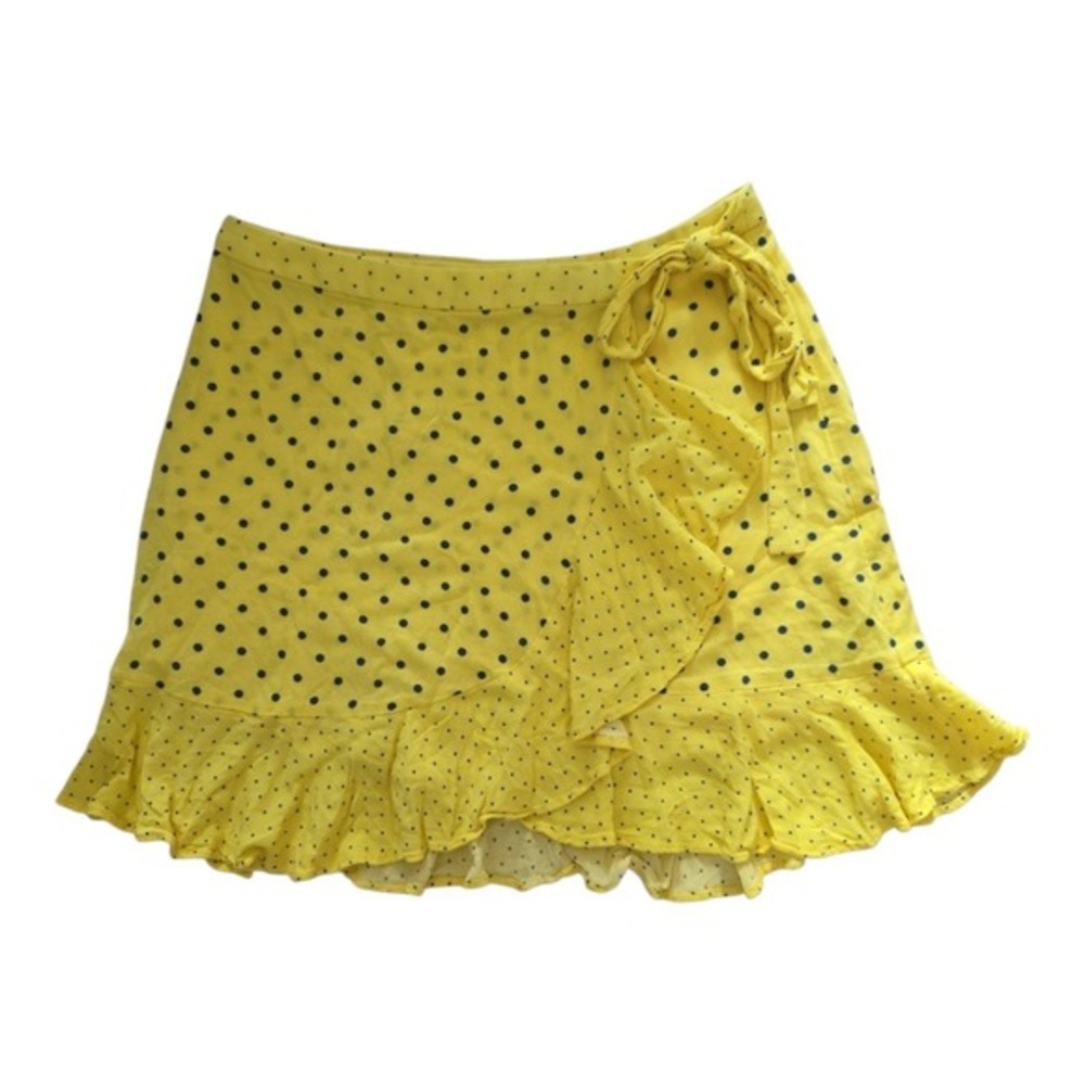 Banana Republic Ruffle Wrap Skirt sz 2 Polka Dots Yellow Navy Summer Cute